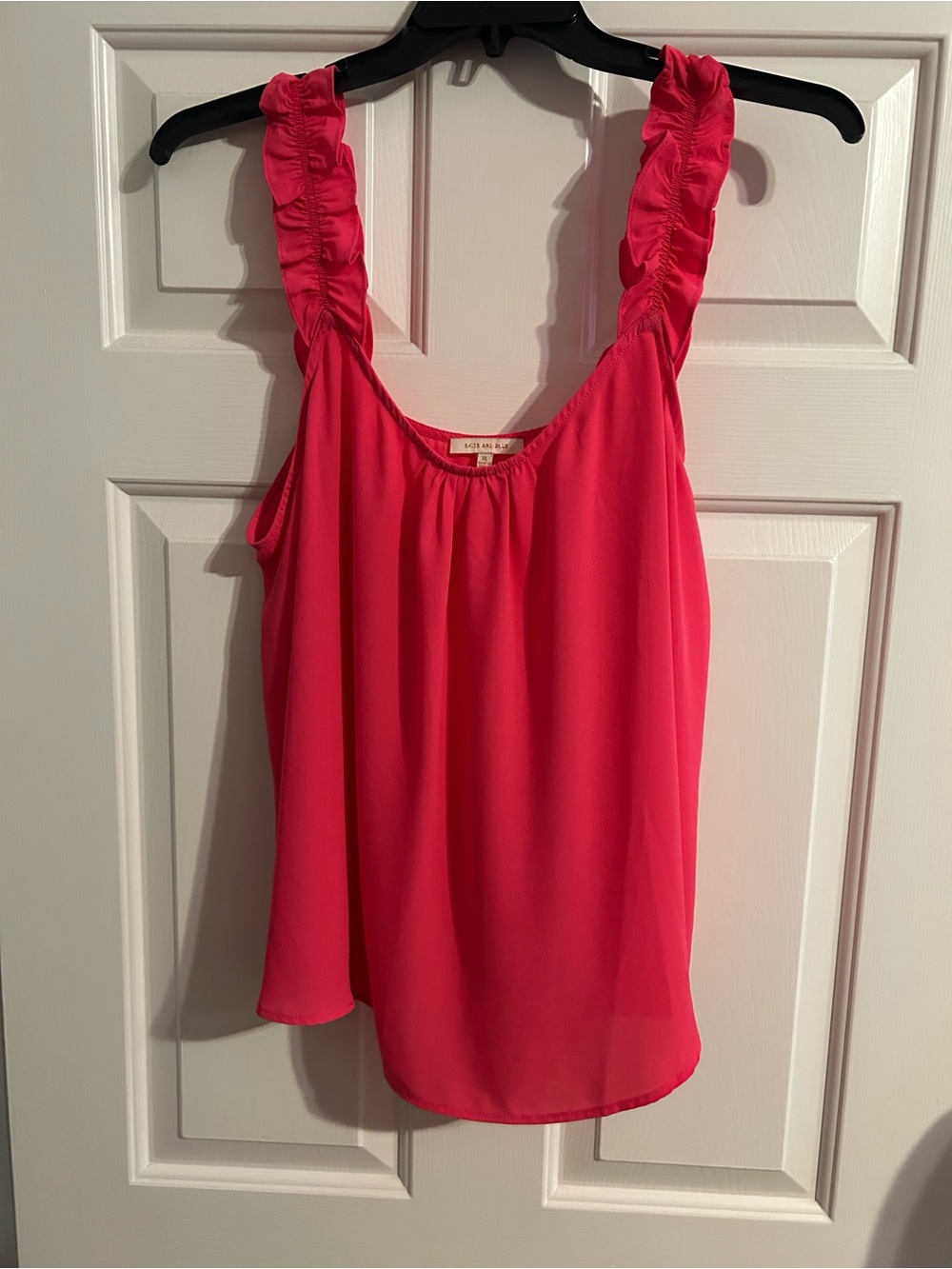 Skies Are Blue Bright Pink Ruffle-Strap Camisole top